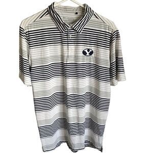 Columbia golf polo shirt SZ M white black  Brigham Young University logo